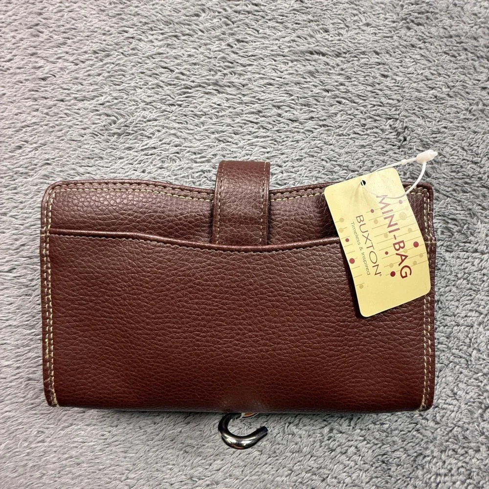 Buxton Mini All In One Bag Women OS Brown NWT Pebbled Leather Organizer Purse